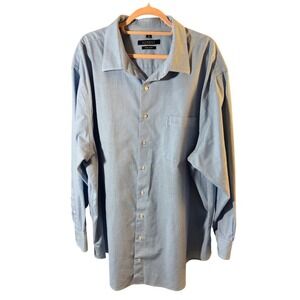 SYNRGY Performance Mens Non-Iron Dress Shirt Blue White Micro Pattern 19 35/36